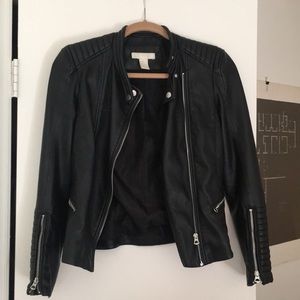 H&M feminine moto faux leather jacket